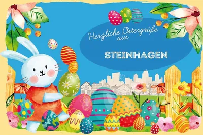 Produktbild von vianmo Holzschild 12x18 cm Ostergrüße STEINHAGEN