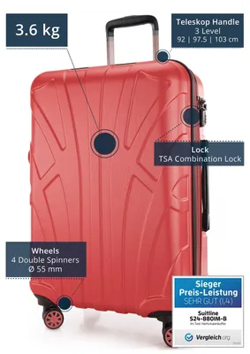 Produktbild von Mittelgroßer Koffer ABS Hartschale, erweiterbar 58-68 L, 66x44x27 cm, mit TSA-Schloss für Reisen