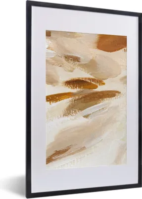 Produktbild von MuchoWow® Gerahmtes Poster Farbe - Malerei - Beige 40x60 cm - Poster mit Schwarzem Bilderrahmen Wandposter Rahmen Foto Bilder - Poster in Rahmen