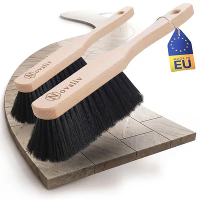 2er-Set Handfeger aus Holz mit Kunststoffborsten, schwarz, 29 cm
