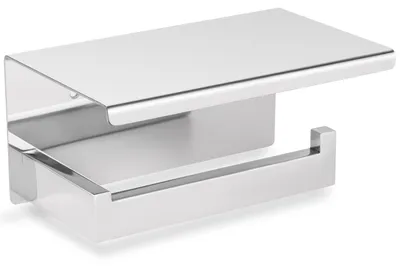Produktbild von ECENCE Toilettenpapierhalter mit Ablage ohne Bohren Chrom