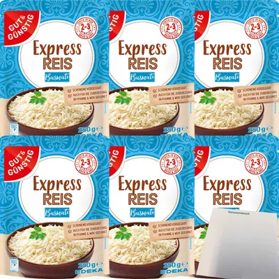 Produktbild von Gut & Günstig Express Reis Basmati 6er Pack (6x250g Packung) + usy Block