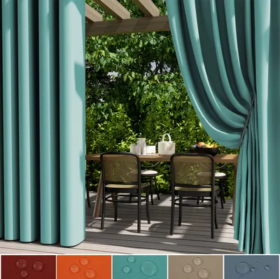 Immagine prodotto di set di 2 tende per esterni con occhielli impermeabili e resistenti alle intemperie, tenda per terrazze esterne, protezione dal sole e dal vento, schermo per padiglioni e balconi, L132xH243cm verde