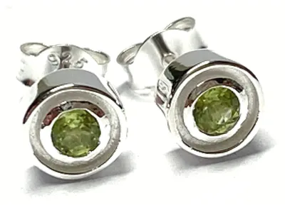 Produktbild von Ohrring 925/- Silber Peridot rund facettiert 4 mm Ohrstecker
