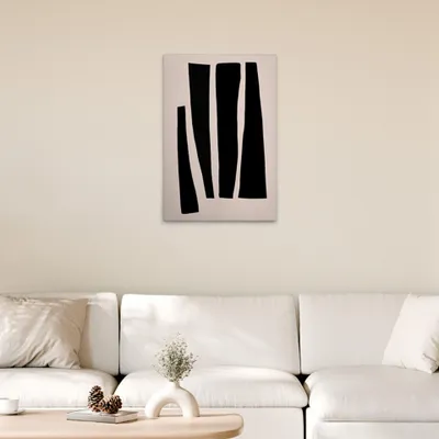 Produktbild von TADESSI Leinwandbild Minimalistisch Schwarz Beige - Wandbild 50 x 75 cm - Kunstdruck auf Leinwand in Creme Schwarz - M1-No.51525