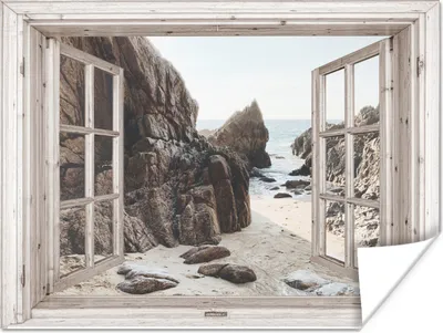 Produktbild von MuchoWow® Poster Durchblick - Holz - Strand 80x60 cm - Kunst für zu Hause