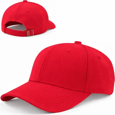 Produktbild von Local Cap – Klassische 6-Panel-Baseballkappe – 100 % Baumwolle – Verstellbar mit Metallverschluss – Uni – Leicht und bequem – Rot