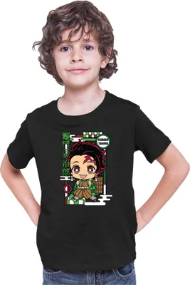 Produktbild von Kinder T-Shirt Demon Anime Slayer Kimetsu No Yaiba Chibi Tanjiro Kamado, 7-8 Jahr - 128 / Schwarz