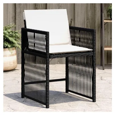 Produktbild von Gartenstühle mit Kissen, 4 Stück, Schwarz, Poly Rattan