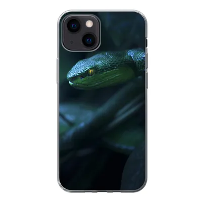 Produktbild von MuchoWow® Handyhülle Schutzhülle Hülle für iPhone 13 mini Schlange - Makro - Holz Silikon Softcase Handy Hülle - Softcase