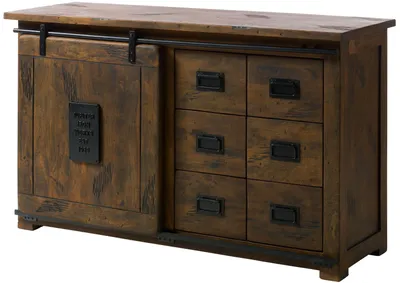 Produktbild von MASSIVMOEBEL24 Sideboard Mango 140x45x85 braun lackiert RAILWAY #421
