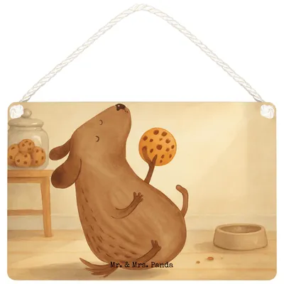 Produktbild von Mr. & Mrs. Panda wandtafel Hund Keks Design DIN A4 - Weiß - Geschenk, Schild, Dekoschild, Leckerli, Hundemama, glücklich, Türschild, holzbild, Holzschild, dekotafel