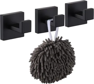 Image de Crochets adhésifs pour serviettes, lot de 3, en acier inoxydable