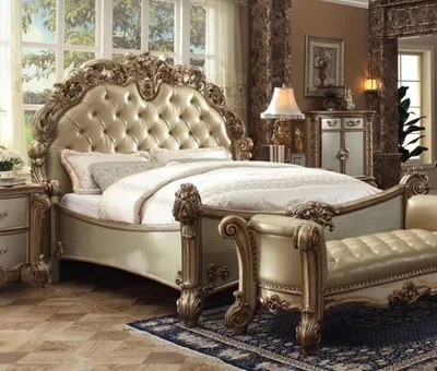 Produktbild von Luxus Design Bett Polsterbett Doppebett Schlafzimmer Barock Holz Betten