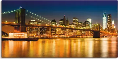 Produktbild von ARTland Leinwandbild Nächtliche Skyline Manhattan Größe: 150x75 cm