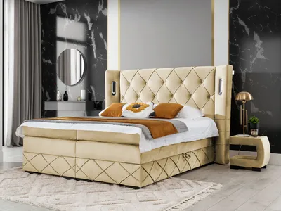 Obrázek produktu pro Hotelová manželská postel 160x200 BUELTON - béžová + topper