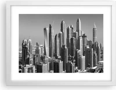 Produktbild von Gerahmtes Poster - Weißer Rahmen - Wolkenkratzer Fotografie Dubai - 40x30 cm - Wand Bild - Wanddeko - Wandbilder - Kunstposter - Wandposter - Bilderrahmen - Bilder - Kunstdruck - P2WAA40x30-4388