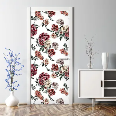 Produktbild von Dekorative Tür Wandaufkleber Wandtattoo selbstklebend dekoration Blumenstrauß Rosen 77 x 200 cm