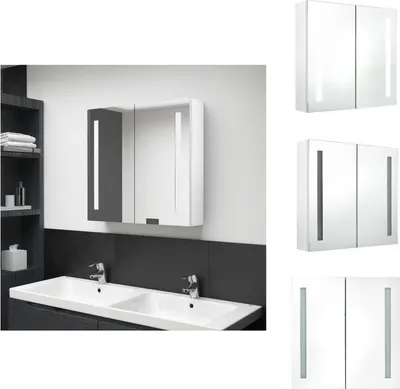 Zdjęcie produktu dla vidaXL Szafka z lustrem LED do łazienki biała błyszcząca 62x14x60 cm - Szafki łazienkowe