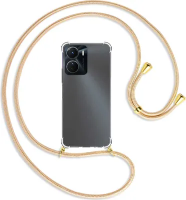 Produktbild von Handykette Backcover-Schutzhülle mit Band (Metall goldfarben) für vivo Y16 4G (6.51'') - Goldkordel