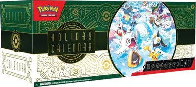 A product box for a Pokemon Trading Card Game holiday advent calendar.