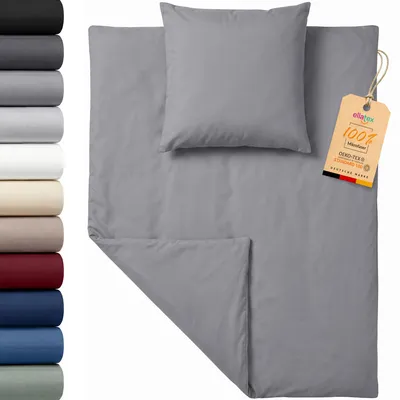 Produktbild von EllaTex Premium Mikrofaser Bettwäsche 155x200 + 80x80 cm – atmungsaktive Bettwäschegarnitur, Farbe: Smoky Grau