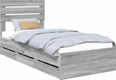 Image de vidaXL Cadre de lit gris Sonoma 90 x 200 cm Bois d'ingénierie