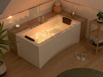 Produktbild von Rechteck Whirlpool Unity 160x75 Germany 22 Massagedüsen mit Armatur : Mit Armaturen Varianten: Mit Armaturen