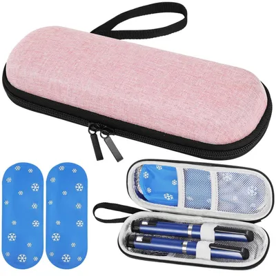Produktbild von Insulin Kühltasche mit 2 Kühlakkus, Rosa, 20x7x5 cm
