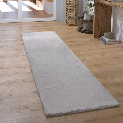 Produktbild von Hochflor Teppich Läufer Flur Schlafzimmer Shaggy Flauschig Kunstfell Einfarbig Grösse 80x150 cm