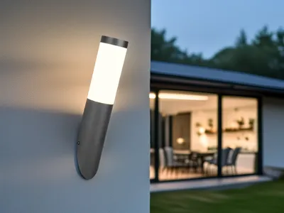Produktbild von Moderne LED Außenwandleuchte Fassadenbeleuchtung aus Edelstahl Schwarz, H: 39cm