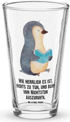 Produktbild von Mr. & Mrs. Panda Bierglas Pinguin Buch - Transparent - Geschenk, Pause, Urlaub, Tumbler, Wasserglas, Limonadenglas, Cocktailglas, Glas