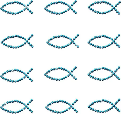 Produktbild von Oblique Unique 12 Fisch Sticker Strass Steine Aufkleber Kommunion Taufe Deko - türkis