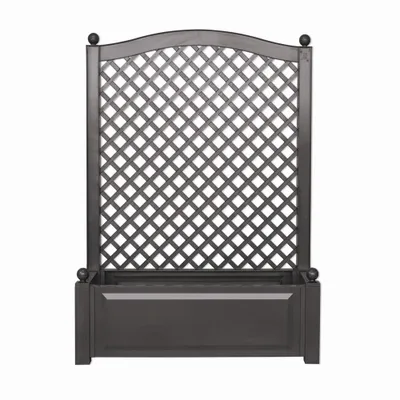 Produktbild von KHW Pflanzkasten aus Kunststoff mit Spalier ; Farbe: Anthrazit ; Maße: 100 x 43 x H 140 cm