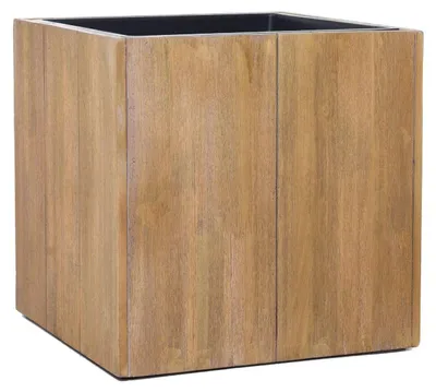Image de VIVANNO Bac à plantes en bois BLOCK cube, veinage brun antique - 43x43x43 cm