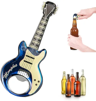 Productafbeelding van Magnetische Gitaarvormige Bieropener Roestvrij Staal Draagbaar