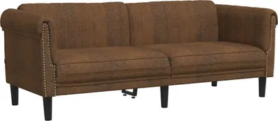 Produktbild von vidaXL 3-Sitzer Sofa Braun Kunstleder Wildleder-Optik