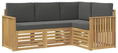 Imagen del producto de Juegos de sofás 4 pcs Blanco y Antracita 187,5 x 128,5 x 73 cm