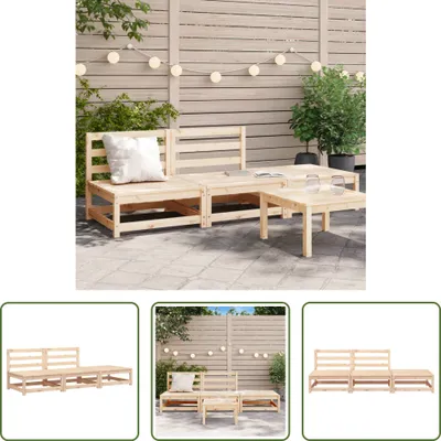 Produktbild von The Living Store Gartensofa ohne Armlehnen mit Fußhocker Massivholz Kiefer