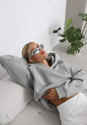 Produktbild von Basic Oversize Damen Hoodie Grau S