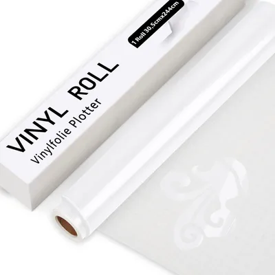 Imagen del producto de Película autoadhesiva de vinilo, blanca brillante, de 30,5 cm x 244 cm, para máquinas de corte