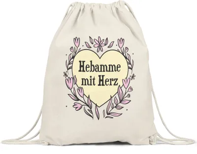 Produktbild von Hebamme mit Herz Turnbeutel Gymsack  Geschenkidee Zum Danke Sagen Beste Hebamme
