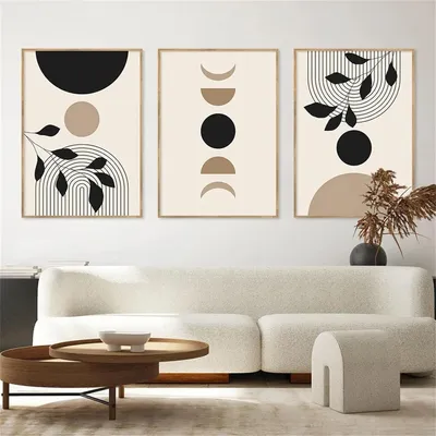 Obrázok produktu pre Trayosin Moderný plagát Set Abstraktné umenie Tlač Obrázky Nástenná dekorácia Obývacia izba Spálňa Boho Deco 50x70cm Čierna