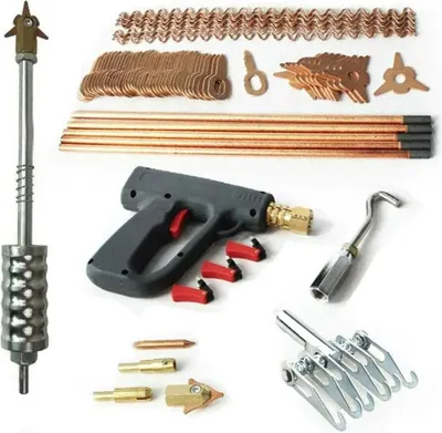 Immagine prodotto di Strumento di rimozione delle ammaccature senza verniciatura per auto, set di riparazione delle ammaccature da 86 pezzi, nero, estrattore per saldatura