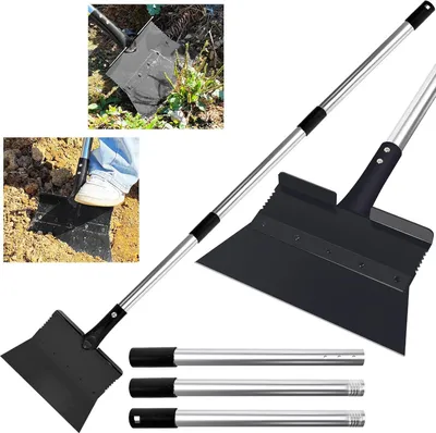Immagine prodotto di Pala per erbacce multifunzionale da 28 cm con manico - attrezzo da giardino per rimuovere erbacce, diserbo e muschio - pala da neve