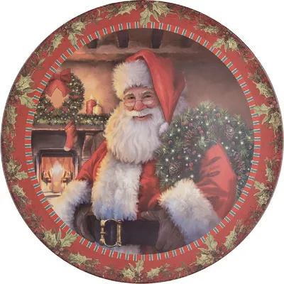 Produktbild von Clayre & Eef Unterteller Ø 40 cm Rot Kunststoff Rund Weihnachtsmann