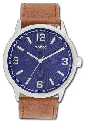 Productafbeelding van Oozoo dames- en herenhorloge, bruin, lederen band, quartz, analoog, model D3UOC11501