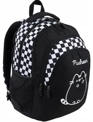 Produktbild von St. Majewski Pusheen Schulrucksack Schwarz Kariert Kinder