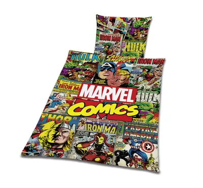 Produktbild von Marvel Comics Bettwäsche Hulk Iron Man Thor Avengers X-Men 100% Mikrofaser 135 x 200 cm 80 x 80 cm Reißverschluss