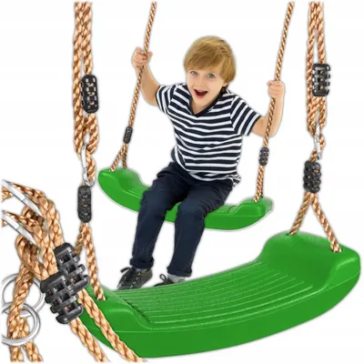 Produktbild von Krumad Kinderschaukel Grün, Wetterfest, UV-beständig, bis 35 kg belastbar, hochwertiger Kunststoff, Sitzmaße ca. 44x17x8,5 cm, Seillänge 115–190 cm